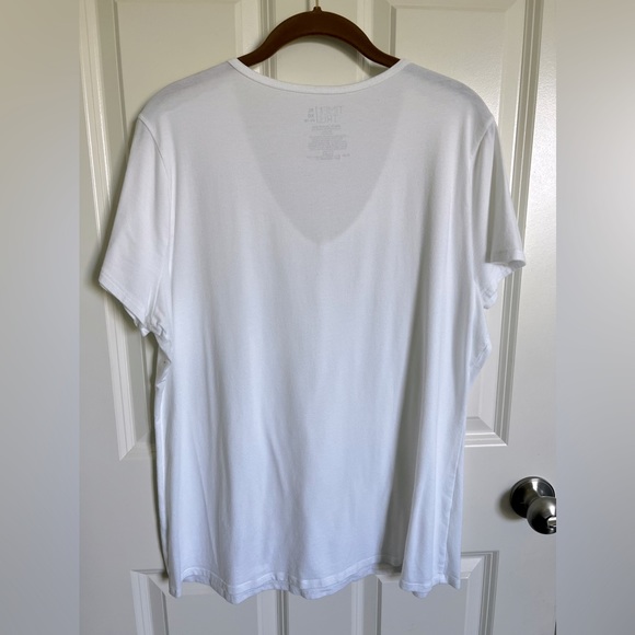 White V-Neck T-Shirt, Size XL - Picture 3 of 3